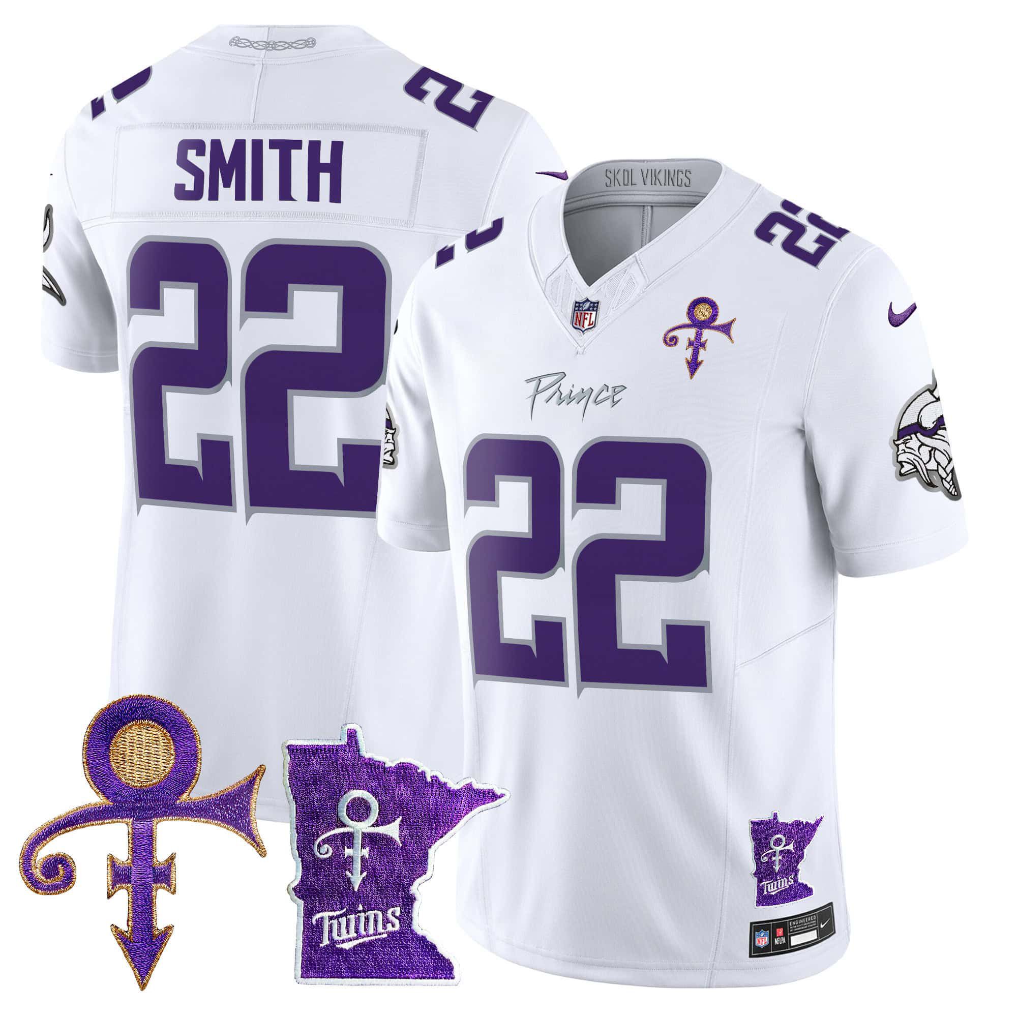 Men Minnesota Vikings #22 Smith White 2024 Nike Prince Vapor Limited NFL Jersey